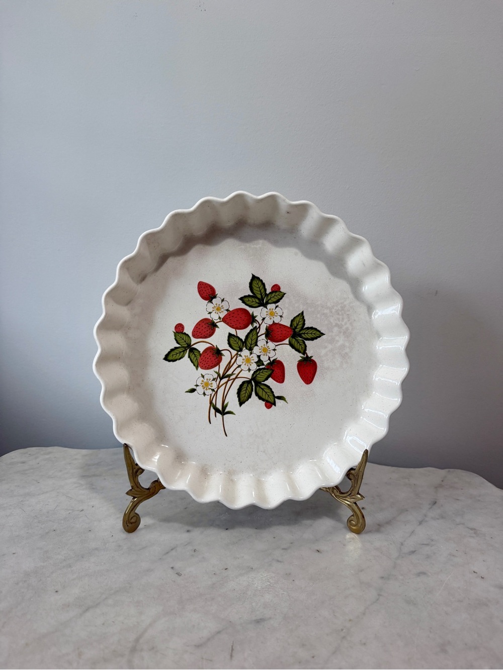 Vintage Sheffield Strawberries nCream 10” Quiche/Tart Dish